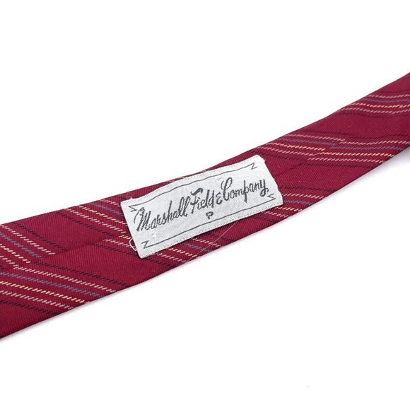 Vintage Yves Saint Laurent Marshall Field & Company Men Tie Red Diagonal Striped - Picture 6 of 7